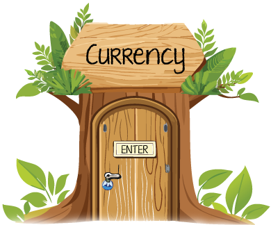 Currency written on tree house