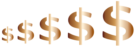 Dollar signs small to larger
