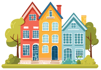 three houses side by side