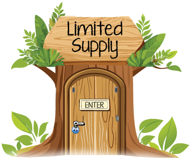 tree trunk door with Limited Supply sign