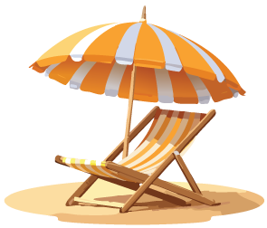 beach chair and umbrella