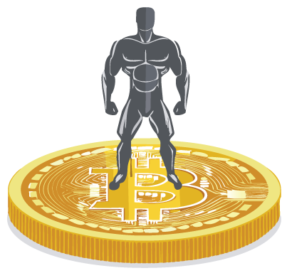 big muscle man on bitcoin