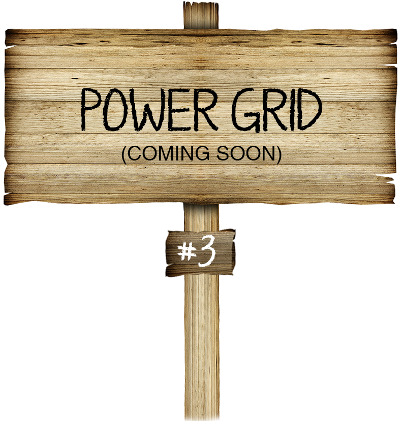 Wooden sign with power grid written on it
